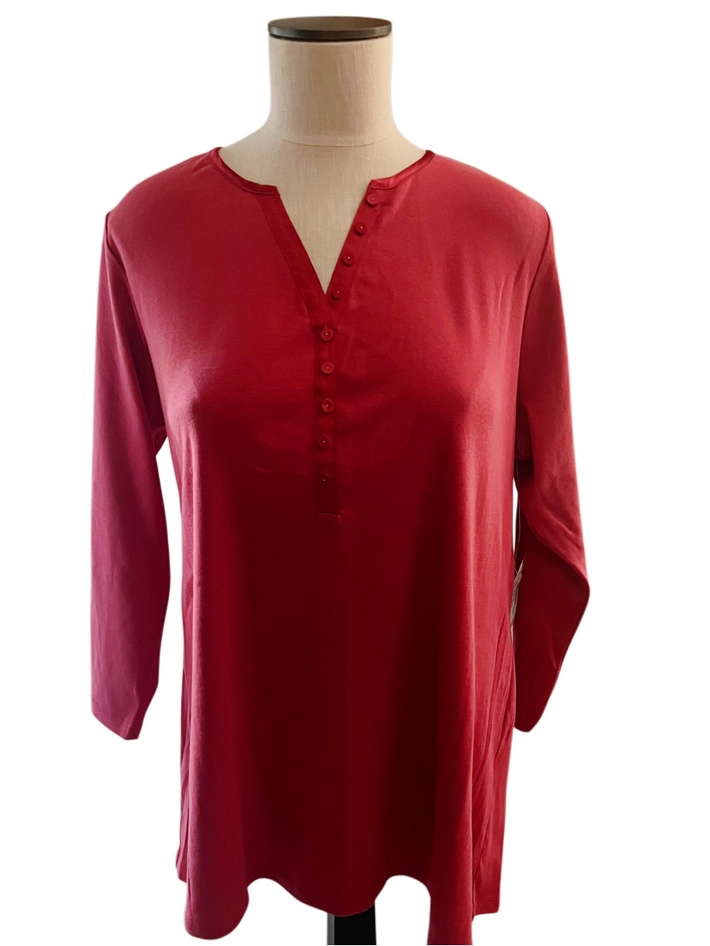Westport Cotton Henley Button-Front Tunic Sz 1X